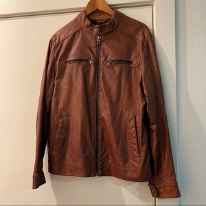 Brown Faux Leather Jacket, Mens, Zara, Casual, Motor Style, Night Out, Lifestyle